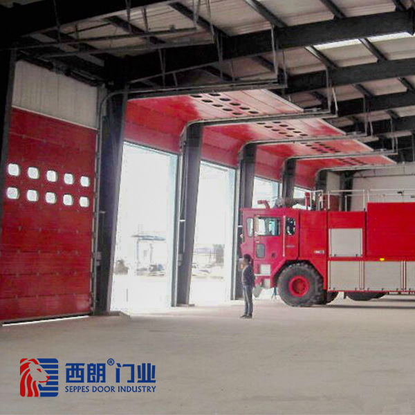 上海消防大队车库红色工业提升门